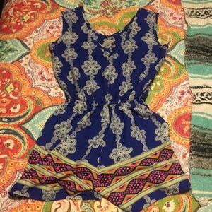 blue and colorful romper